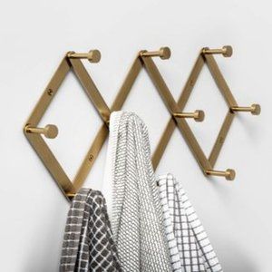 Accordian Coat Hat Hook Rack Antique Brass